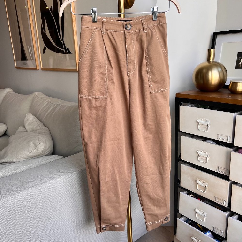 Zara tan balloon fit trousers